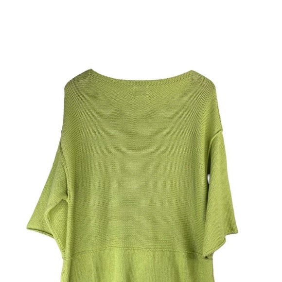 Pure Handknit Pullover Sweater 3/4 Sleeve Dropped Shoulder Green Women's L/XL - Picture 2 of 4